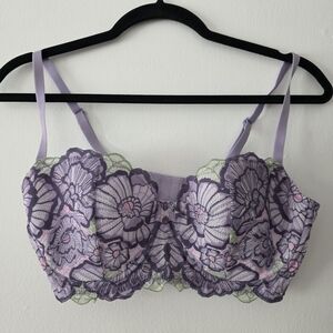 Adore Me Lavender Floral Embroidered Balconette Bra